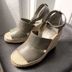 Treasure & bond,  gray  leather platform, wedge, espadrille, sandals size 9